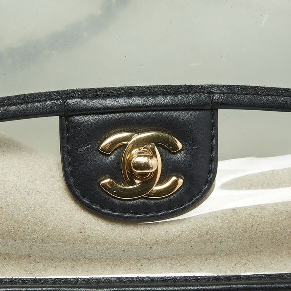 Chanel Sand By The Sea Black/transparent Leather And Pvc Flap Bag - Picture 5 of 7